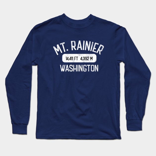 Mt. Rainier Washington - White Arch Distressed Mountain Long Sleeve T-Shirt by TGKelly